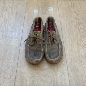 Twisted X Brown Bomber Leather Driving Moccasin or Boat Shoes size 6.5 Womens